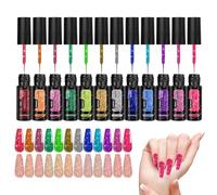 Glitter Gel Nail Polish, 12 Color Reflective Manicure Set, Shiny Quick Curing Formula, Long Lasting Vibrant Finish for Women Salon Home Party Holiday Design, Multicolor