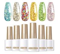 Glitter Gel Nail Polish,6-Color Glossy Finish Nail Manicure Kit UV LED Soak Off 7ml | Long Lasting Sparkly Gel Polish, Hand Health Care Set For Wedding