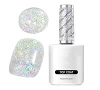 Glitter Gel Nail Polish, Quick Dry Long Lasting Varnish, Salone Standard Formula Chip Resistant, Shiny Top Coat Perfect for Home, Travel, Parties, 15 ml