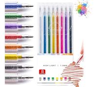 Glitter Gel Pen Set - High-Saturation Sparkling Pens, 1.0MM Glittering Metallic Gel Pen, No-Bleed Dense Ink for Black Paper, Smooth Coloring Gels Pens for Coloring, Journaling & DIY (8colors)