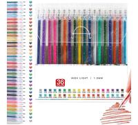 Glitter Gel Pen Set - High-Saturation Sparkling Pens, Shiny Color Glitter Gel Pens - No-Bleed Dense Ink for Black Paper, Smooth Coloring Gel Pen for Adult Coloring, Journaling & DIY (36 color)