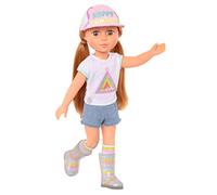 Glitter Girls - Astrid - Bambola Astrid da 36 cm - Braccia e gambe componibili - Capelli rosso chiaro e occhi noiEnsembleti - Completo da campeggio, berretto abbinato e stivali glitterati - 3 anni +