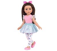 Glitter Girls - Candice - Bambola fashion da 36 cm - Capelli castani e occhi viola-blu - Braccia e gambe componibili - Abito con volant e fiocco per capelli - 3 anni +