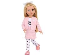 Glitter Girls - Fifer - Bambola di moda posabile da 14 pollici - Capelli biondi e occhi verdi - Cardigan e gonna rosa - Abito a tema gatto - 3 anni +