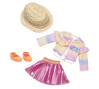 Glitter Girls - Les mignons en volants et plis - Un bel vestito multicolore - Giacca e gonna Arc-en-ciel - Cappello da sole e scarpe scintillanti - 3 anni +