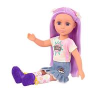 Glitter Girls - Luma - Bambola di moda posabile da 14 pollici - Capelli viola e occhi viola unici - Extension per capelli, fiocco, fermagli e vestito colorato - 3 anni +
