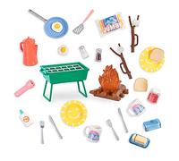 Glitter Girls Set per Fuoco da Campo e Barbecue Portatile | Accessorio da campeggio per bambole da 36 cm con falò, griglia portatile, cibo da gioco e utensili da cucina, 3+ anni