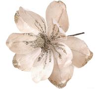 Glitter Glam - Fiori di stella di Natale floccati con bacche per albero di Natale e decorazioni floreali, materiale morbido velluto (colore oro)