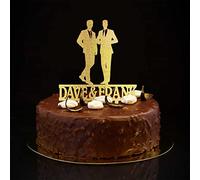 Glitter Gold Mr & Mr Gay Wedding Cake Topper Silhouette Gay His And His Retro Wedding Cake Toppers Omosessuale Gay Wedding Party Favors Nome personalizzato Data Est Uomini Regali di matrimonio 6