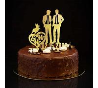 Glitter Gold Mr & Mr Wedding Cake Topper Silhouette Con Cane Gatto Coppia Maschio Elegante Wedding Cake Toppers Due Mariti Decorazioni di Nozze Personalizzato Cognome Data Uomini Regali di matrimonio