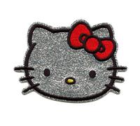 Glitter Hello Kitty Testa Colpo Toppa Icone Rosso Fiocco Applicazione Ferro Su