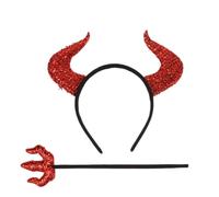 Glitter Imp Horns - 7.48x8.27 inches Headband Sexy Red Glitter Sparkly | Evil Costume Accessories for Cute Sexy Women Men Girls Red Carnival Themed Party Prop Costume Decoration Halloween Fiend