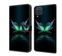 Glitter in Pelle Protettiva Wallet Cover for Samsung Galaxy A12 Custodia Magnetic Buckle 3D Brillantini Glitters in Pelle PU Portafoglio Pelle Guscio Caso per Samsung Galaxy A12 ,Light Butterfly