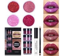 Glitter Lip Kit Golden, Glitter Lip Kit Stay Golden cosmetics, 4 colori Diamond Glitter Metallic Rossetto Set impermeabile e di lunga durata per le donne (Warm colors)
