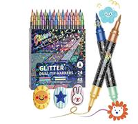 Glitter Markers For Kids | 14.8x1.2cm Quick-Drying Water-Based Ink, Creative Drawing Companion Glitter Pens Paint Markers Set,for Adults Kids Greeting Birthday Cards Doodle Writing Coloring Books Scho