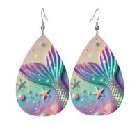 Glitter Mer-Maid Donna Pendenti Leggeri Orecchini Pendenti Grandi Orecchini Per Sera Fori Multipli Festa