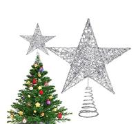 Glitter Metallo Albero Stella - Albero Punta Stella Argento, Stella Albero Natale, Albero Di Natale Stella Superiore, Topper Albero Di Natale, Per Decorare Alberi Di Natale - 24cm