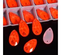 Glitter Neon Cucire su Strass Accessori da Cucito Fai-da-Te Cristalli Diamante costura per فستان vestidos Dress-Orange Light,13x22mm-20PCS