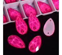 Glitter Neon Cucire su Strass Accessori da Cucito Fai-da-Te Cristalli Diamante costura per فستان vestidos Dress-Rose Light,13x22mm-20PCS