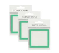 Glitter Notepad Sticky Notes, Transparent Sparkle Sticky Notepad, Sparkle Stickys Notes Paper, Transparent Glitter Notepads Stationery(3Pcs green)