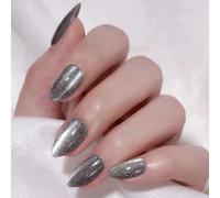 Glitter Occhi di Gatto Premere sulle Unghie Mandorla Falso Full Covers Colle Su Acrilico Artificiale Stick On Cats Eye Press On Nail