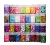 Glitter Olografici Grosso 32PCS, Set Unico per Makeup, Nail Art Body Art & Decorazioni, Glitter per Resina Epossidica per Decorazioni Artigianato, Cera Fondere Unghie Arte Sicuro sulla Pelle