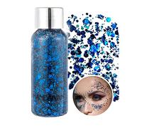 Glitter Olografico Brillantini Make Up Fiocchi di Glitter Liquidi per Corpo Viso Occhi Unghie Capelli per Musica Festival Masquerade Halloween Party-Blu (Viene Fornito con un Cucchiaio)