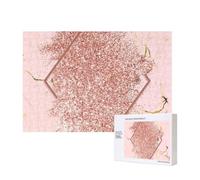 Glitter oro rosa con un rombo rosso brunastro,Puzzle in legno da 300 pezzi per famiglie, per adulti e adolescenti, decorazioni per la casa