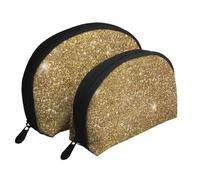 Glitter oro scintillante scintillante scintillante, Borsa per trucco a conchiglia Portamonete da donna Borsa da toilette piccola Borsa per cosmetici 2 pezzi