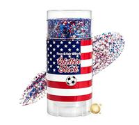 Glitter per il corpo del 4 luglio - Glitter per capelli , bianchi e blu, impermeabile, scintillante, 250a bandiera americana, gel cosmetico patriottico del semi-centenario degli Stati ,