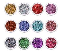 Glitter per Unghie Chunky Sparkle Glitter Paillette Scatole Glitter Set per Viso Corpo Capelli Nail Art 12 Colori