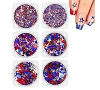 Glitter per unghie - Patriotic Independence Day Star Sequins - blu argento paillettes, per festival, vacanze, feste, tutti i giorni, San , commemorazione 4 luglio, indipendenza, donne e