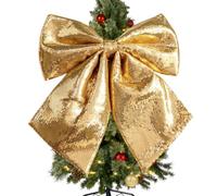 Glitter Sequin Christmas Tree Topper Bow Handmade Ornament For Holiday