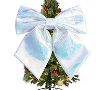 Glitter Sequin Christmas Tree Topper Bow Handmade Ornament For Holiday