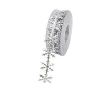 Glitter Snowflake Ribbon Lace - Sequin Embossed Decorative Trim Roll, Shiny Craft Ribbon, Elegant Wrapping Accent | Holiday Christmas Celebration Decoration For Tree DIY Crafts