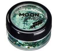 Glitter spesso olografico della Moon Glitter - 100% Cosmetico per viso, corpo, unghie, capelli e labbra - 3gr - Verde