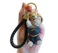 Glitter Strass Bulldog Francese Portachiavi Carino Creativo Cartone Animato Del Cane Portachiavi Dell'automobile Ciondolo Famiglia Amico Regalo Pendente Borsa Zaini Borsa Borsa Decorazione