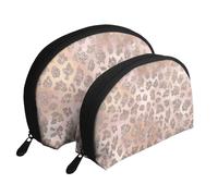 Glitter tigre in oro rosa, Borsa per trucco a conchiglia Portamonete da donna Borsa da toilette piccola Borsa per cosmetici 2 pezzi
