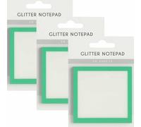 Glitter Transparent Sticky Notes,Clear Notes Pastel, Cute Self Adhesive Note Memo Pads, See Through Notes, Small to Do List, Office Supplies and School Supplies (Green*3)