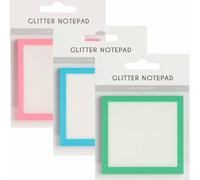 Glitter Transparent Sticky Notes,Clear Notes Pastel, Cute Self Adhesive Note Memo Pads, See Through Notes, Small to Do List, Office Supplies and School Supplies (Blue+Green+Pink)