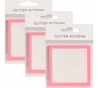 Glitter Transparent Sticky Notes,Clear Notes Pastel, Cute Self Adhesive Note Memo Pads, See Through Notes, Small to Do List, Office Supplies and School Supplies (Pink*3)