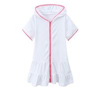 Glitter Tulle nuoto copertura costume da bagno copertura cerniera spiaggia costume da bagno con assorbente spiaggia ragazza farfalla costume, bianco, 8-9 Anni