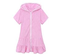Glitter Tulle nuoto copertura costume da bagno copertura cerniera spiaggia costume da bagno con assorbente spiaggia ragazza farfalla costume, Colore: rosa., 8-9 Anni