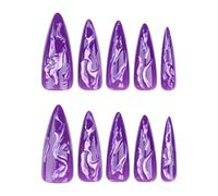 Glitter Unghie Artificiali Halloween Premere Su Lunghi Stiletti Falso Texture Full Covers Stick On Lungo Stiletti Premere Su Halloween Falso Copertura Completa Stick On