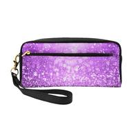 Glitter viola scintillanti, Borsa per il trucco Borsa per cosmetici Borsa da viaggio portatile da toilette Astuccio in pelle per donne e ragazze