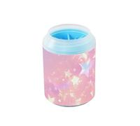 Glittering Stars Baby Peach - Rondella riutilizzabile per piedi del cane, con spazzola in morbido silicone, accessori e accessori per animali domestici, pulisce delicatamente le zampe dopo le