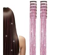 Glitzer Haarverlängerung - Clip In Hitzebeständig Glänzend | Haar Extensions Set | 12 Stück 51cm Synthetische Haarsträhnen für Party Club Festival Kostüm