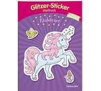 Glitzer-Sticker-Malbuch. Einhörner: Mit 45 glitzernden Stickern!