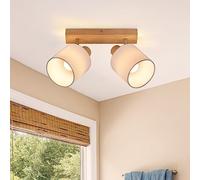 Glitzerlife Faretti da Soffitto Plafoniera Lampada da Soffitto 2 Luce Legno Orientabili Faretto da Parete Moderna E14 Luci da Soffitto per Soggiorno Corridoio camera da letto, Lampadina Non Incluse