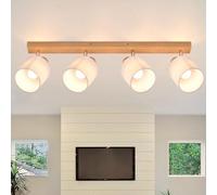 Glitzerlife Faretti da Soffitto Plafoniera Lampada da Soffitto 4 Luce Legno Orientabili Faretto Moderna E14 Lampadario da Soffitto per Soggiorno Cucina camera da letto Parete, Lampadina Non Incluse
